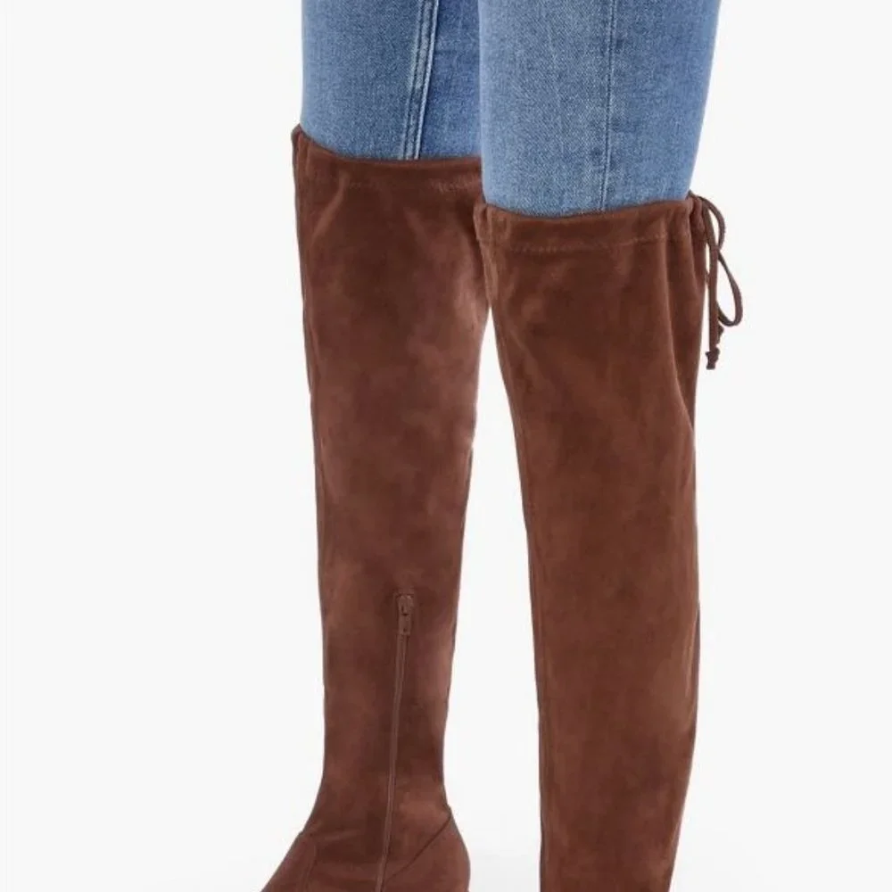 NIB JUSTFAB HANNAH OVER-THE-KNEE FLAT BOOTS (BROWN)